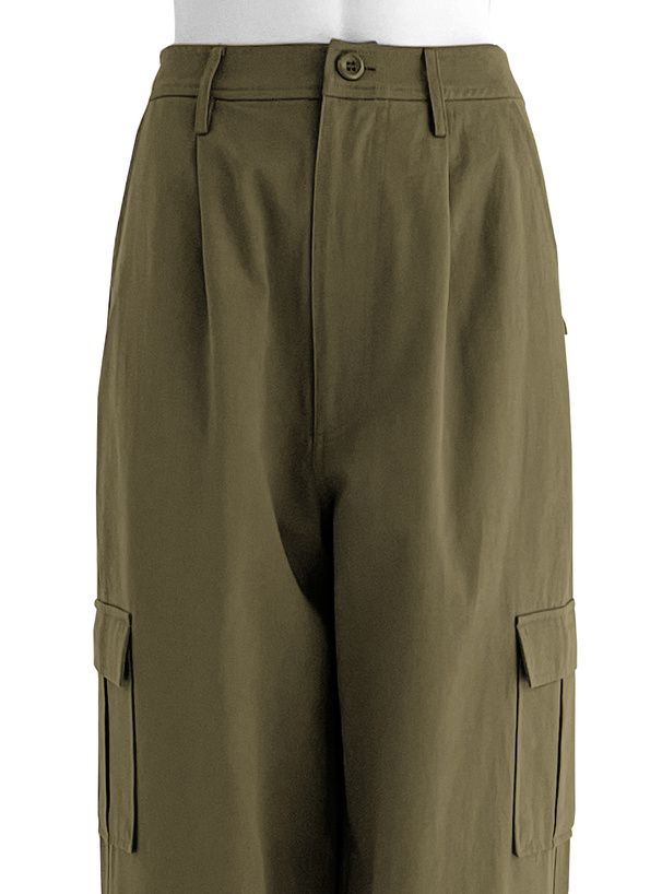 日本 GRL - 百搭顯瘦美式工裝褲-軍綠