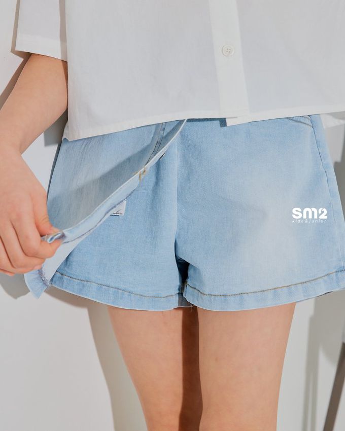 韓國 sm2 - 不規則剪裁牛仔片裙褲-淺藍