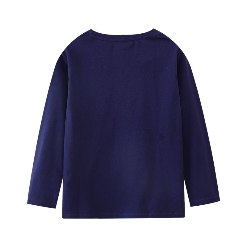 Jumping meters - 夜光圓領棉質長袖上衣-恐龍化石-深藍色