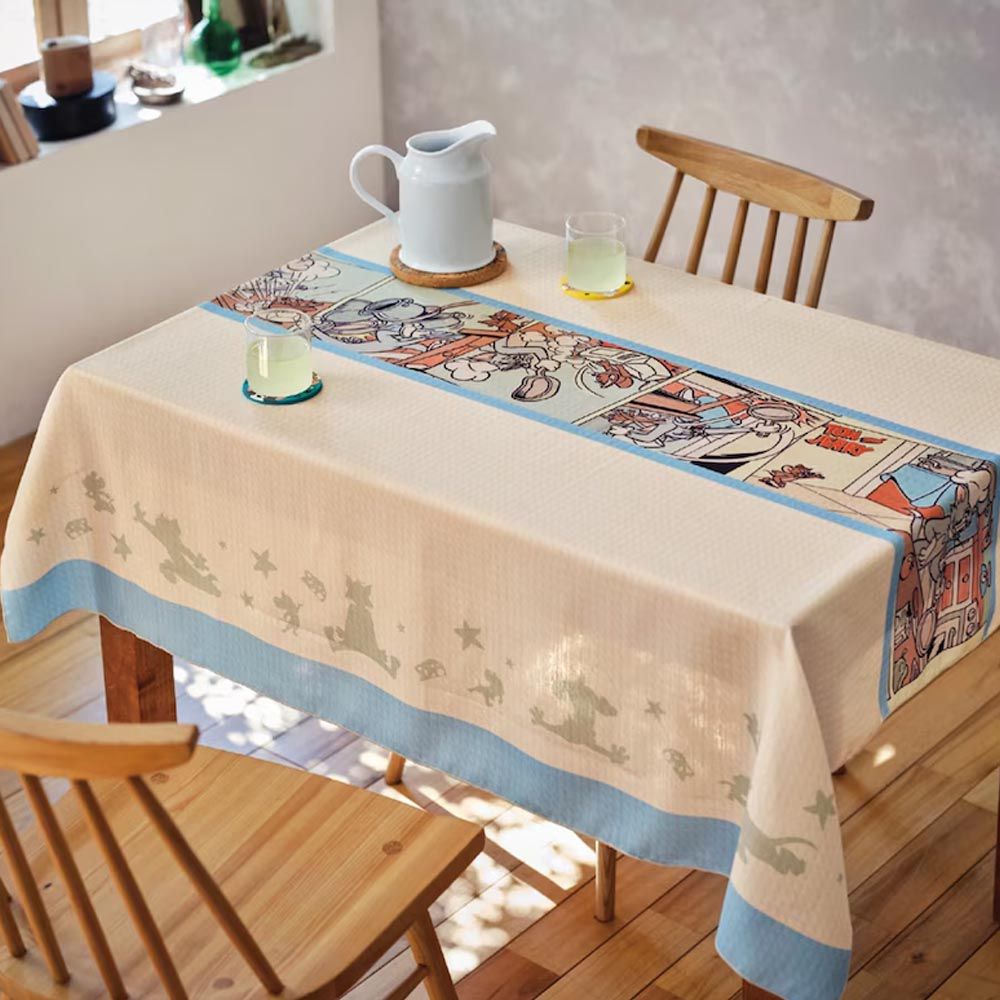 日本千趣會 - 防潑水印花桌巾-湯姆貓與傑利鼠-漫畫風