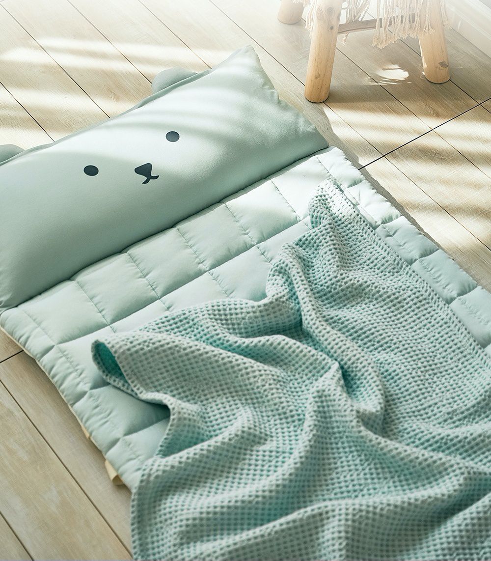 韓國 Bebe Deco - 7cm厚墊莫代爾雙面材質睡袋-奶茶杏-被子*1, 睡墊*1, 枕心*1, 防水收納袋*1