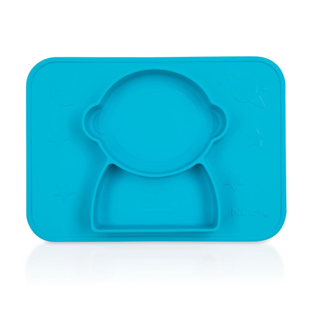 Nuby - 矽膠分隔餐盤-太空人-藍