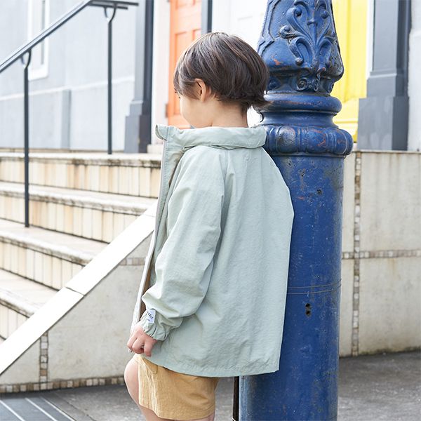 日本 b-ROOM - 潑水加工 連帽2WAY防風外套(附收納袋)-恐龍-軍綠