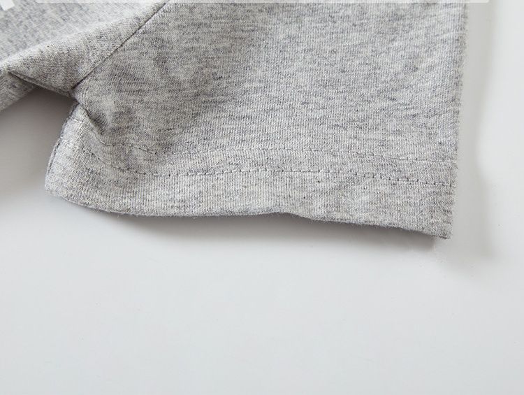 BE TOP - 純棉短袖上衣-考古恐龍化石-灰色