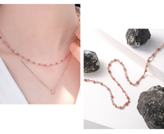 韓國 Soo&Soo - (925純銀)印加玫瑰石愛情項鍊 (長度40cm)