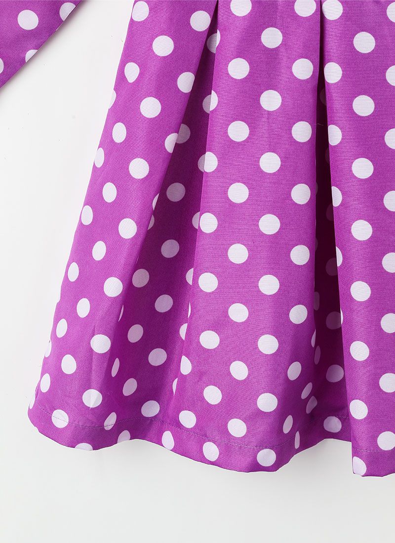 韓國 OZKIZ - (附髮帶)復古點點打褶洋裝-紫