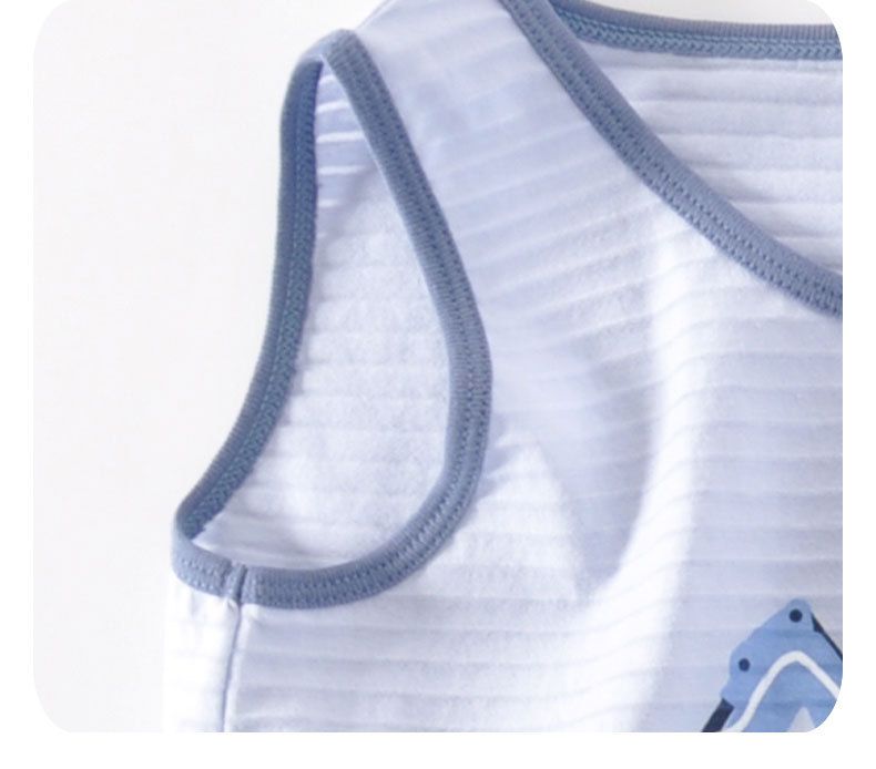 MAMDADKIDS - 竹節棉無袖套裝/家居服-挖掘機-白色