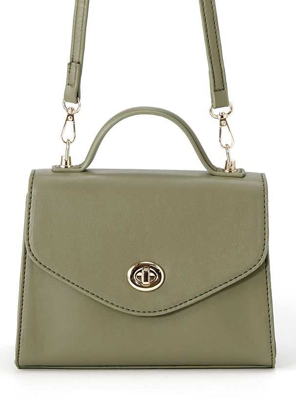 日本 GRL - 2WAY梯形金旋釦手提包/側背包-薰衣草