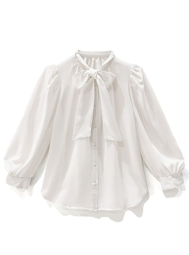 日本 GRL - 優雅扭結雪紡長袖上衣-簡約黑