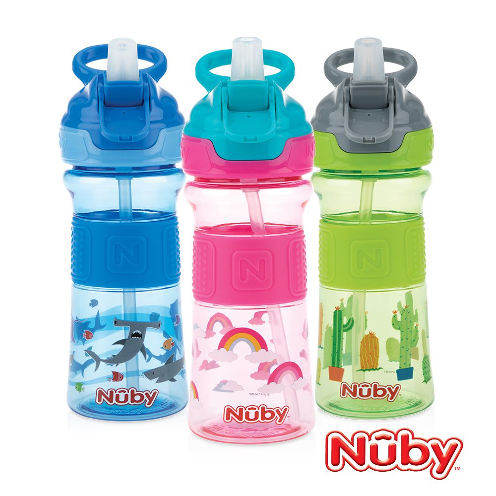Nuby - Tritan運動水杯-綠仙人掌(灰提把)