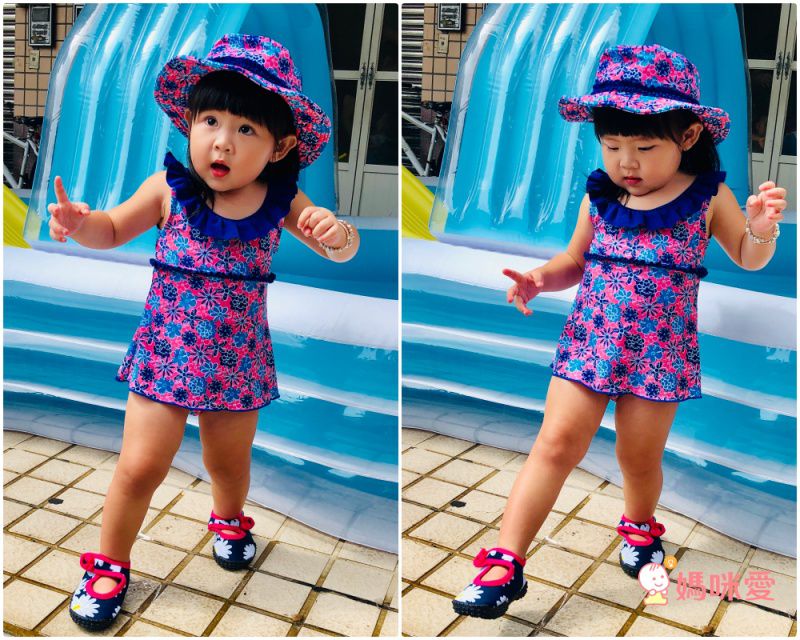 德國Playshoes - 抗UV防曬兒童連身泳裝-復古波點裙