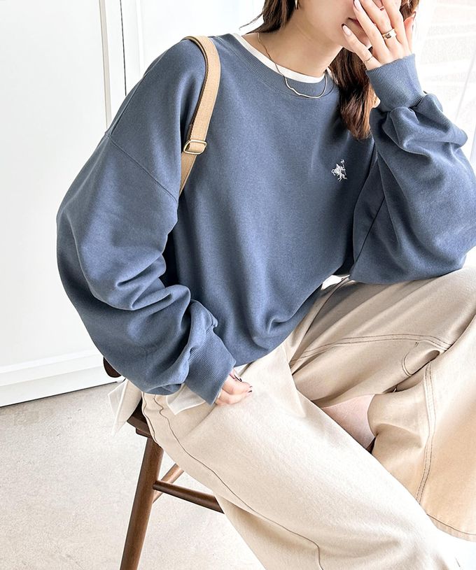 日本 Classical Elf - 低調logo刺繡裏毛休閒T恤-杏