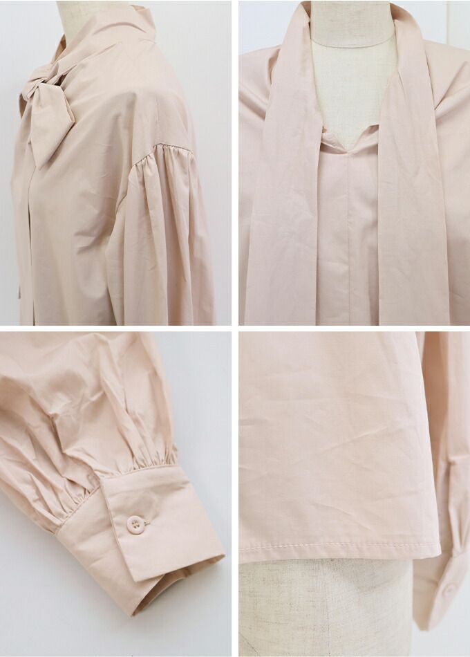 日本 BLUE EAST - 前後2way大蝴蝶結綁帶長袖襯衫-白