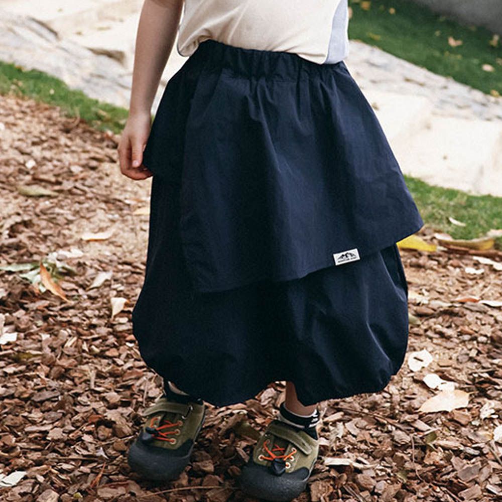 設計感不規則防撥水速乾中長裙-藏青