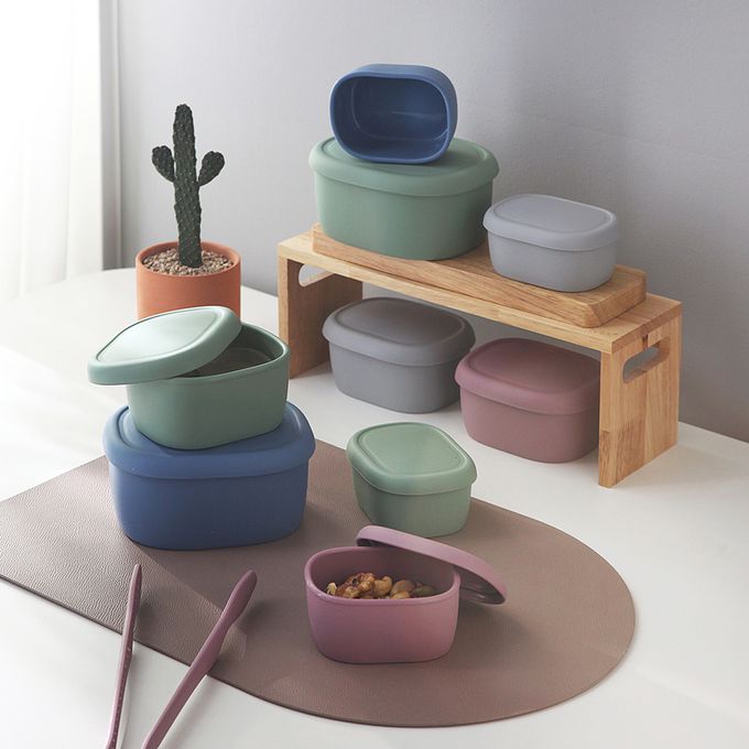 韓國 SILIPOT - 鉑金矽膠保鮮盒-燕麥奶 (S/M/L-各*1)-180ml*1+330ml*1+600ml*1