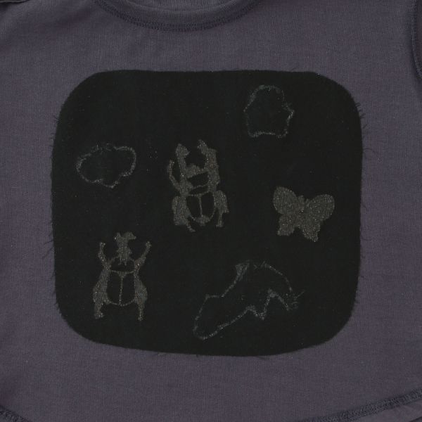 日本 petit main - [接觸冷感]昆蟲刺繡短袖上衣-黃綠