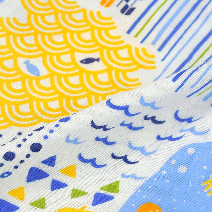 akachan honpo - 兩件式甚平-海-米白色