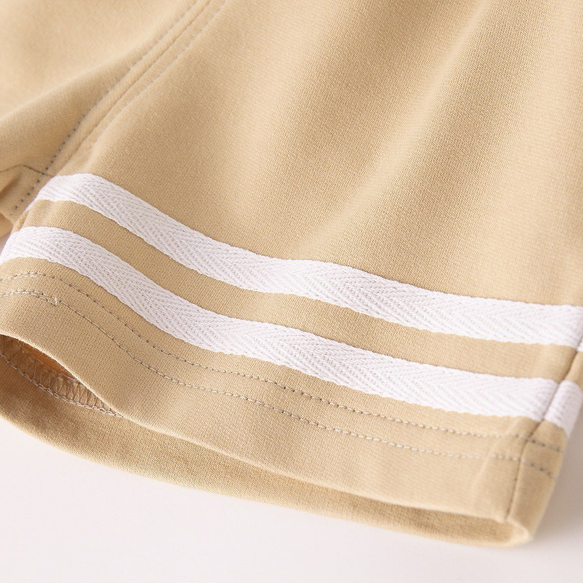 純棉腰鬆緊短褲-條紋款-黑