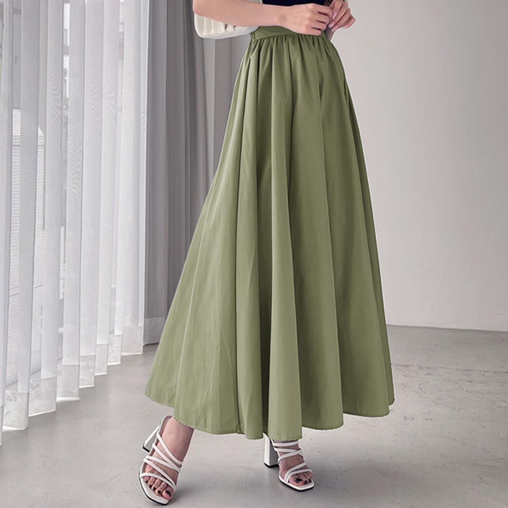 日本 GRL - 熱銷定番 百搭透氣修身長裙-淺軍綠