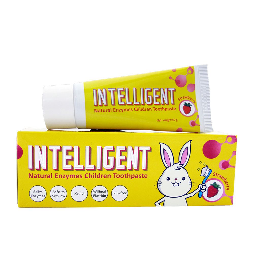 因特力淨 INTELLIGENT - 兒童酵素牙膏(0歲以上,無氟,可吞食)-草莓優格-40g