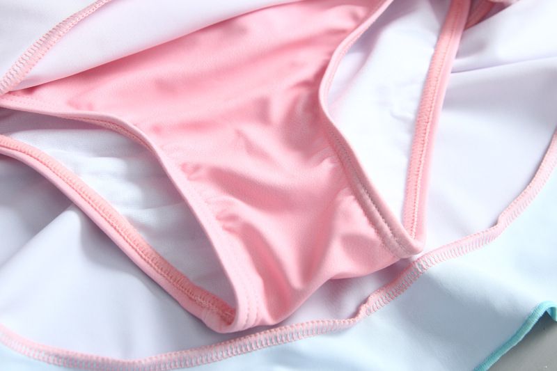 女寶長袖泳裝套裝(附帽子)-鳳梨水果汁-淺粉+藍