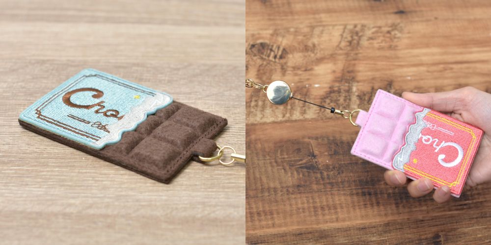 日本P+G design - 刺繡羊毛氈硬式悠遊卡夾/證件套-黑巧克力