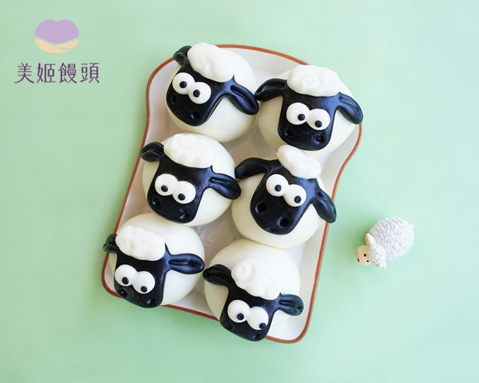 美姬饅頭 - 羊咩咩鮮乳造型芝麻包-50g*6顆