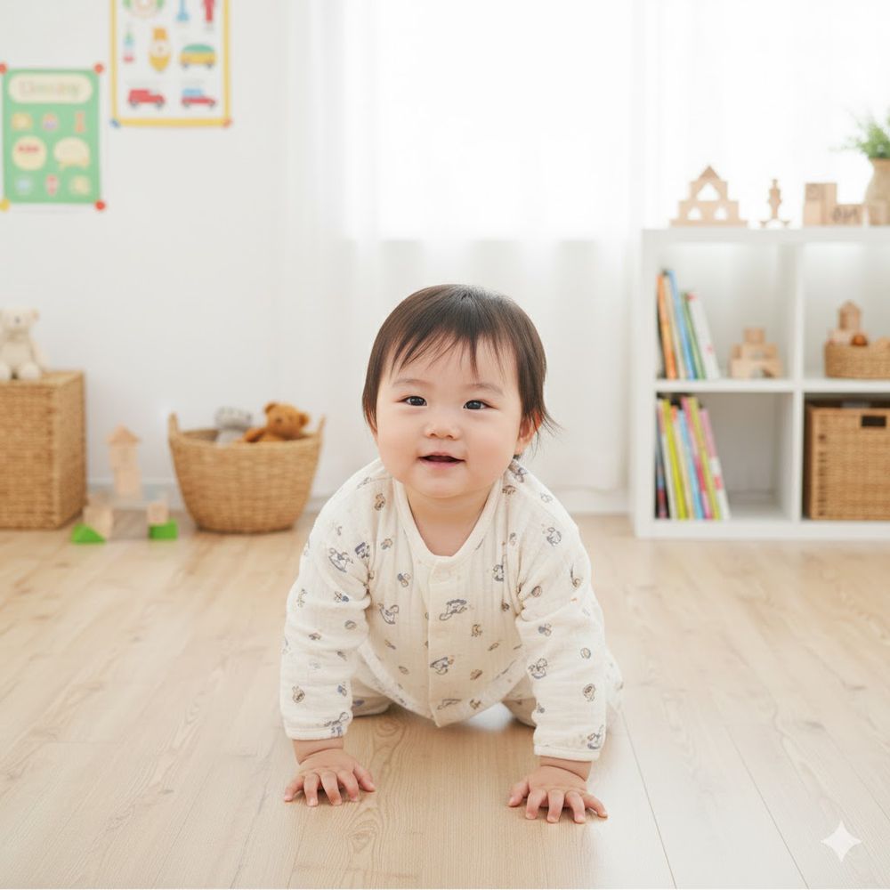 長袖鋪棉兔裝-滿版印花-象牙白色