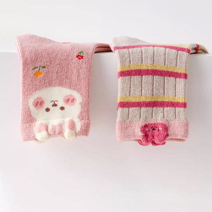 腳ㄚ子 - 幼/兒童棉質中筒襪 童襪 襪子 棉襪 兒童襪-奶油小兔