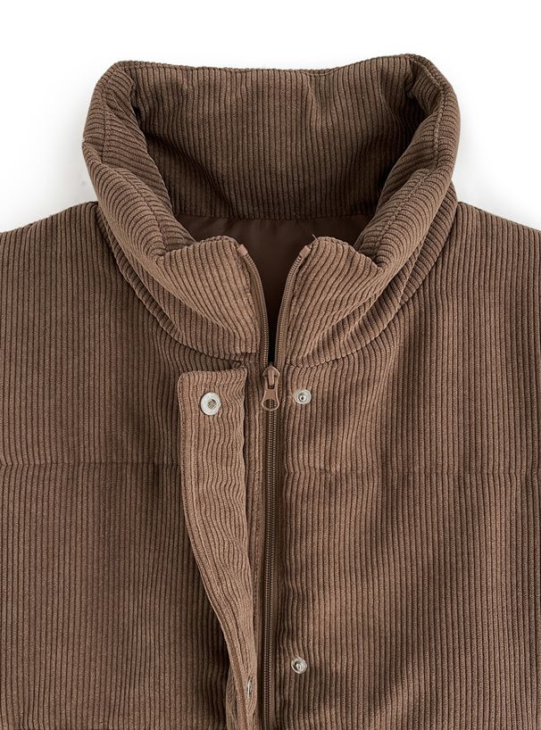 日本 GRL - 燈芯絨抽繩鋪棉背心-米杏 (F)