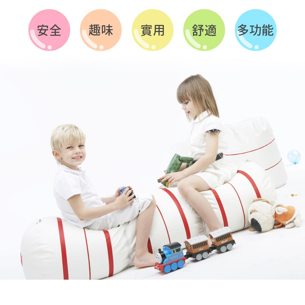 Design Skin - 糖果屋變形地墊/遊戲地墊-灰色+紅白連接豆豆椅/靠枕/抱枕(3入組)