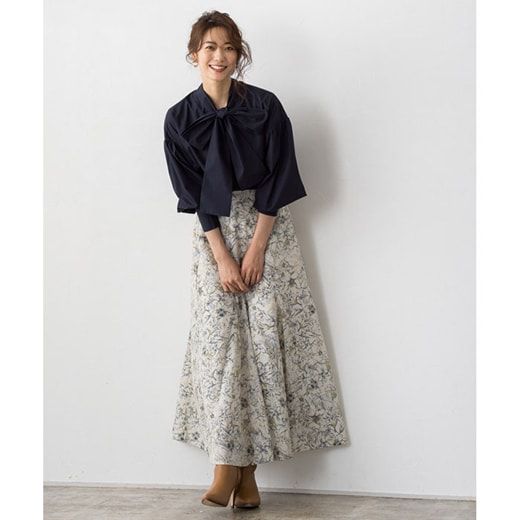 日本 Pierrot - 華麗蝴蝶結泡泡長袖上衣-天使白