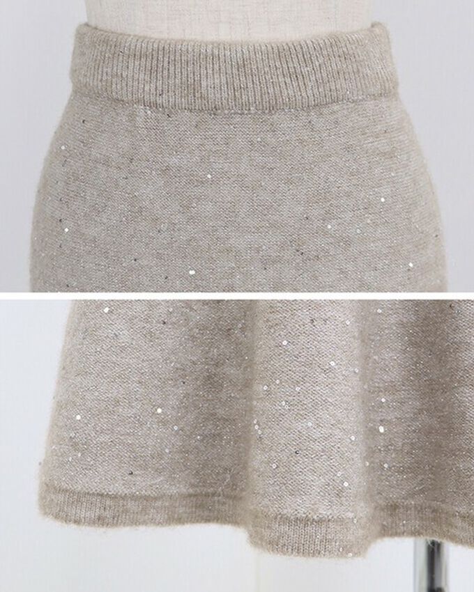 日本 BLUE EAST - 閃耀亮片針織美型魚尾裙-白