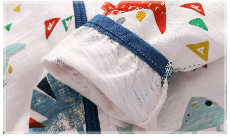 純棉連帽防曬外套/空調外套-恐龍的幾何世界-白色