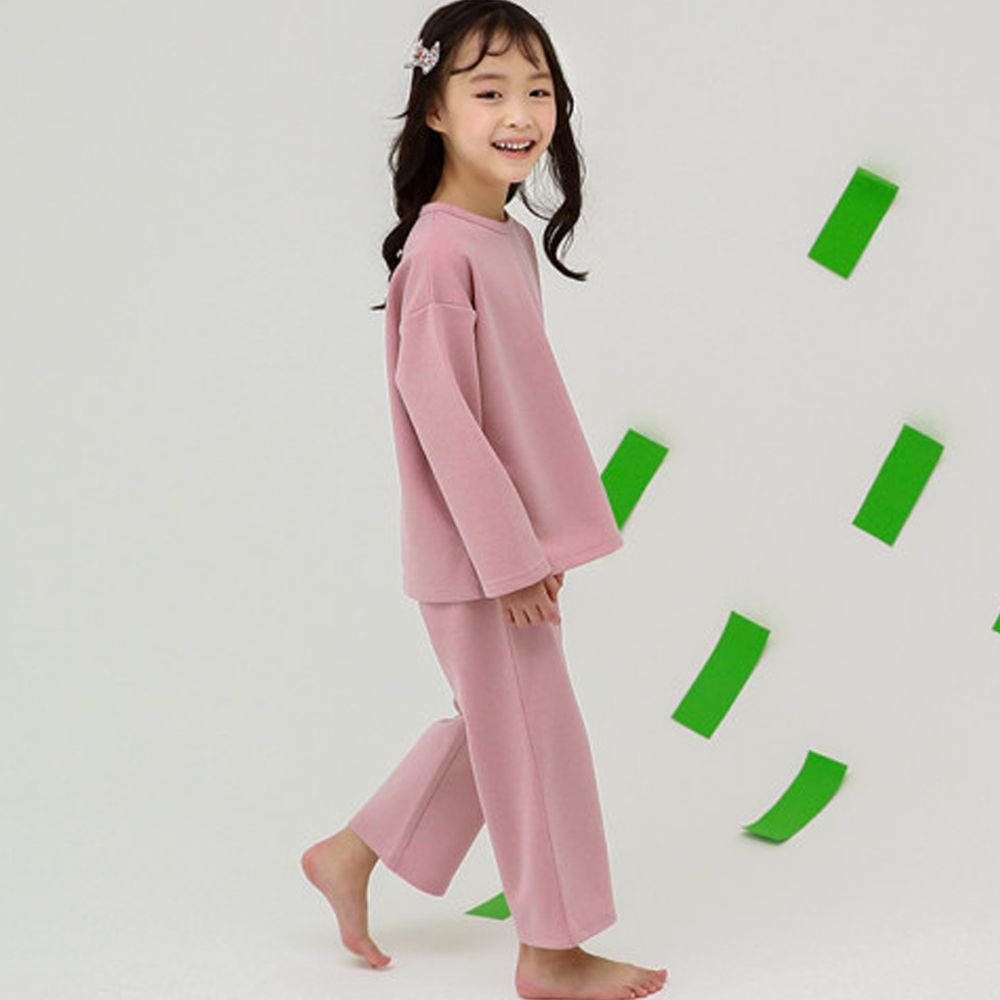 韓國 Ppippilong - 裏起毛寬鬆舒適長袖家居服-粉紅