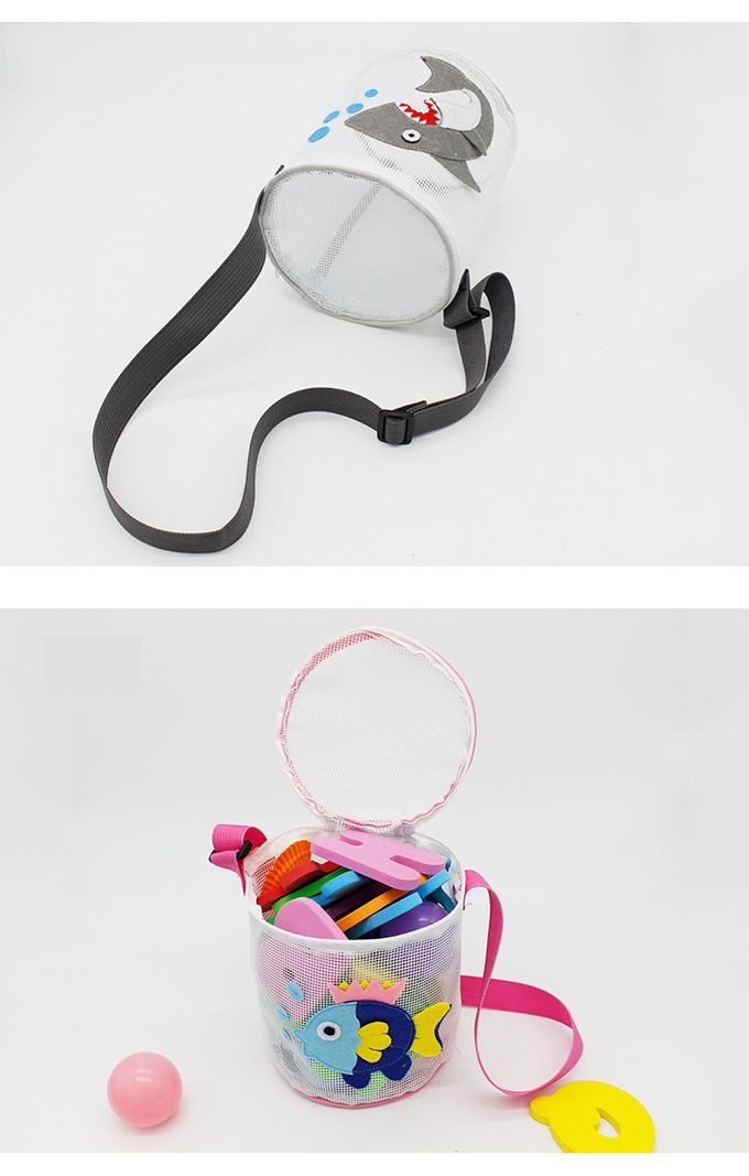 立體造型兒童斜背玩沙包/水桶包-小魚-粉色 (17x15cm)