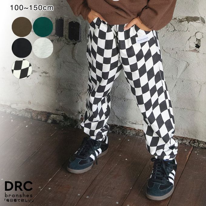 日本 BRANSHES - 柔軟舒適百搭縮口長褲-格子-黑X白
