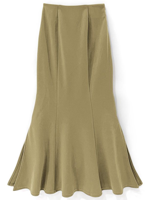 日本 GRL - 優雅質感搖曳魚尾裙(後鬆緊)-綠黃