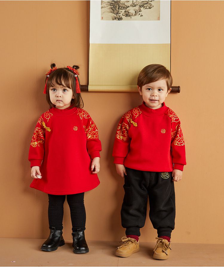 加絨喜氣洋洋連身裙-平安結