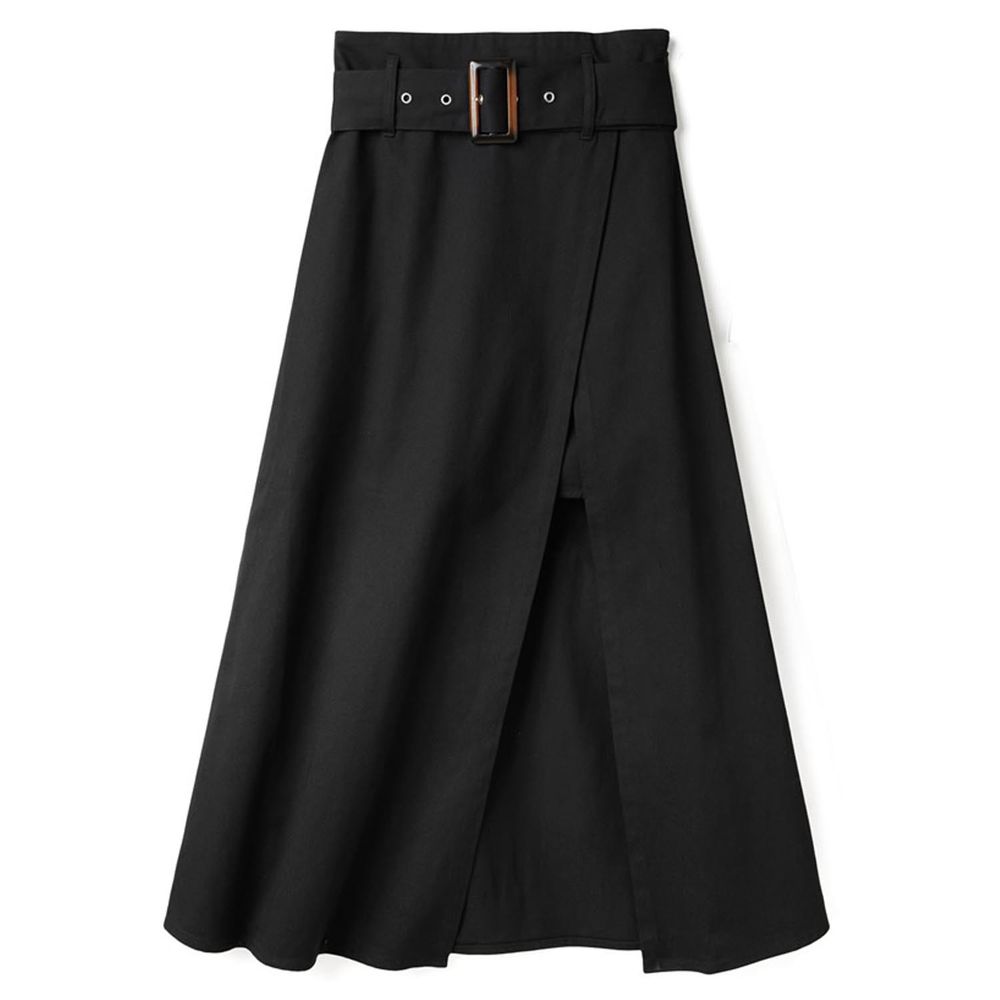 日本 GRL - 時尚剪裁高衩長裙-黑
