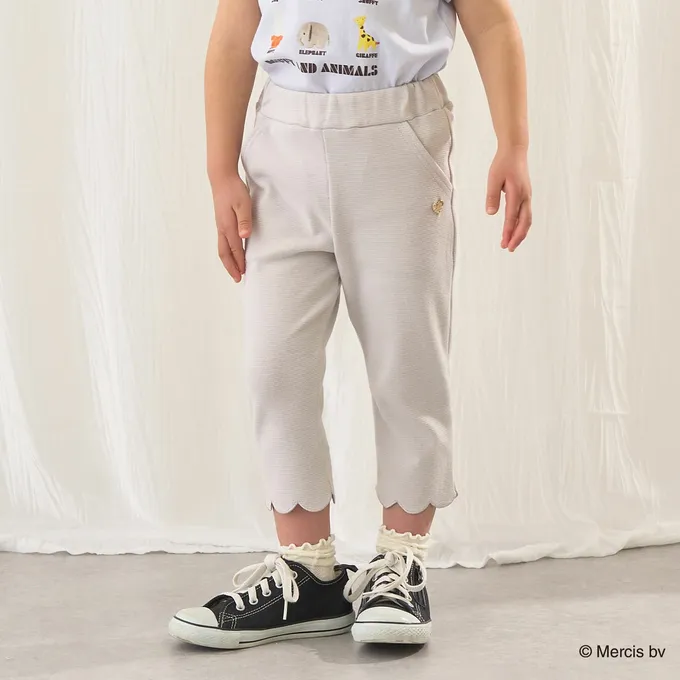 日本 Lycee mine - 下擺可愛貝殼彈力七分褲-粉紅