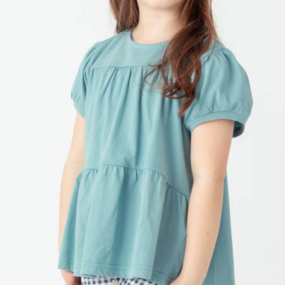 100%棉 定番特色短袖上衣-分層款-土耳其藍