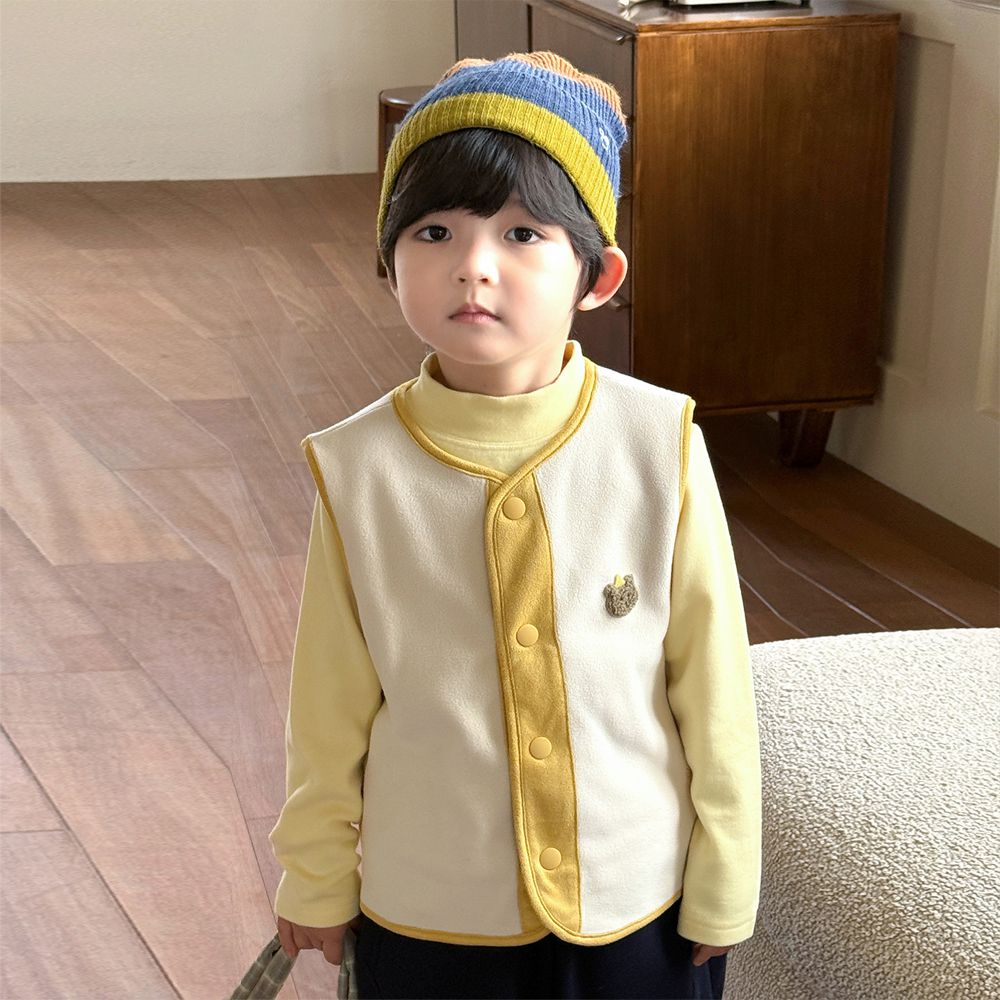 保暖搖粒絨背心-毛毛小熊-米色