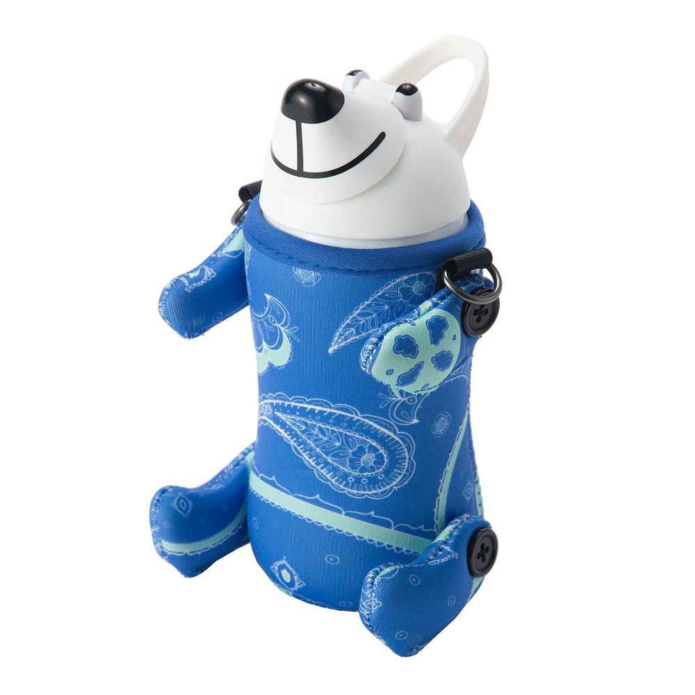 日本Thermo mug - 動物造型不鏽鋼水壺兒童水壺-藍色轉轉熊-380ml
