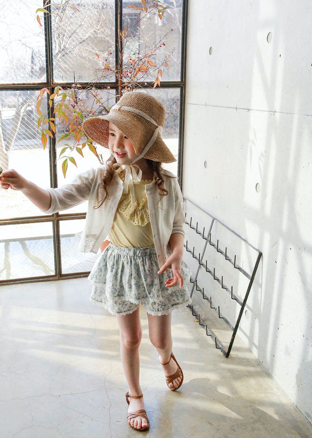 韓國 PuellaFLO - 蕾絲滾邊蛋糕褲裙-藍花