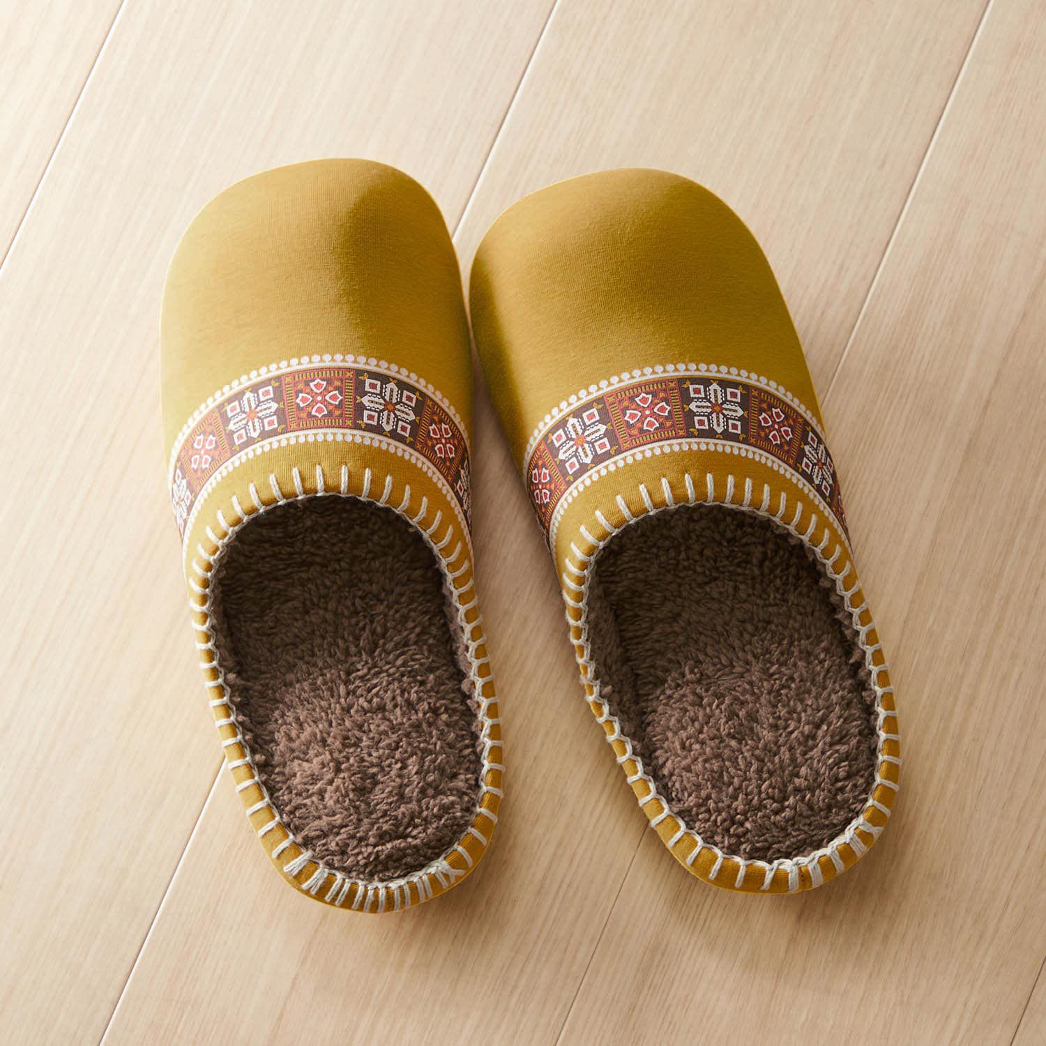 日本千趣會 - 北歐風 低反發減壓室內拖鞋-保暖刷毛-海軍藍