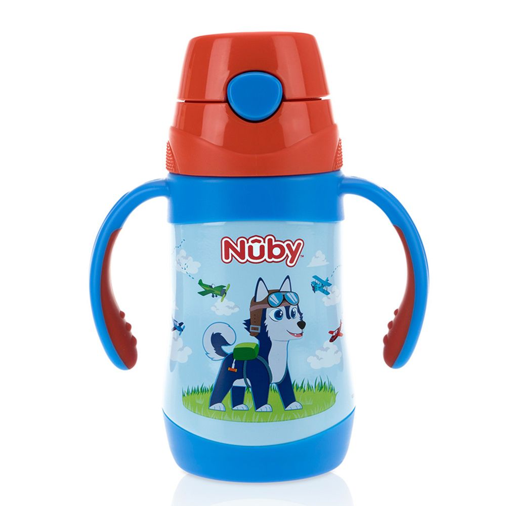 Nuby - 不鏽鋼真空學習杯-領航犬-280ml(細吸管)