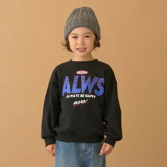 日本 b-ROOM - 100%棉 美式印花縮口大學長袖上衣-橘棕