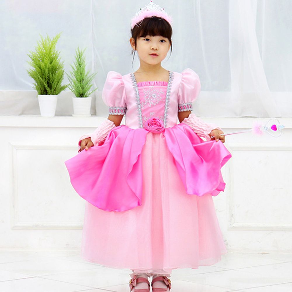 韓國 - 迪士尼公主華麗派對洋裝-睡美人-奧蘿拉公主-贈品：手套、髮帶