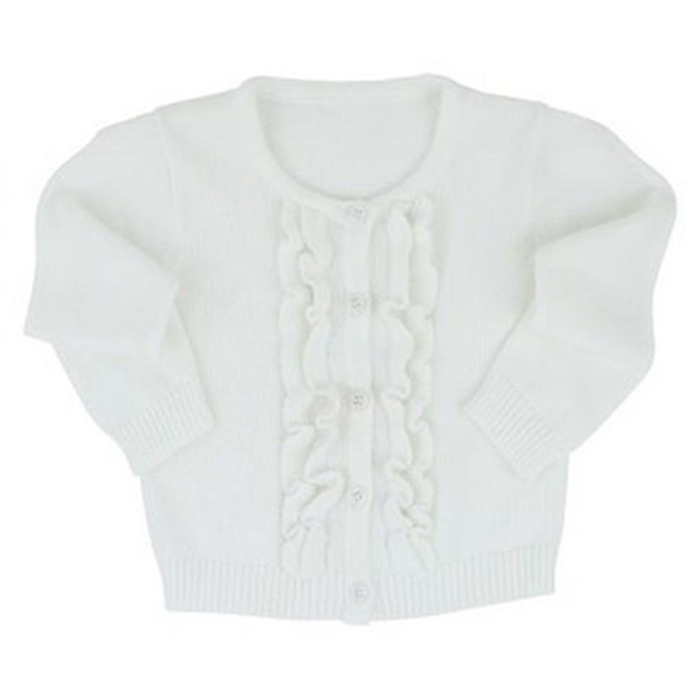 美國 RuffleButts - 寶寶/兒童長袖荷葉裝飾小外套-清新白